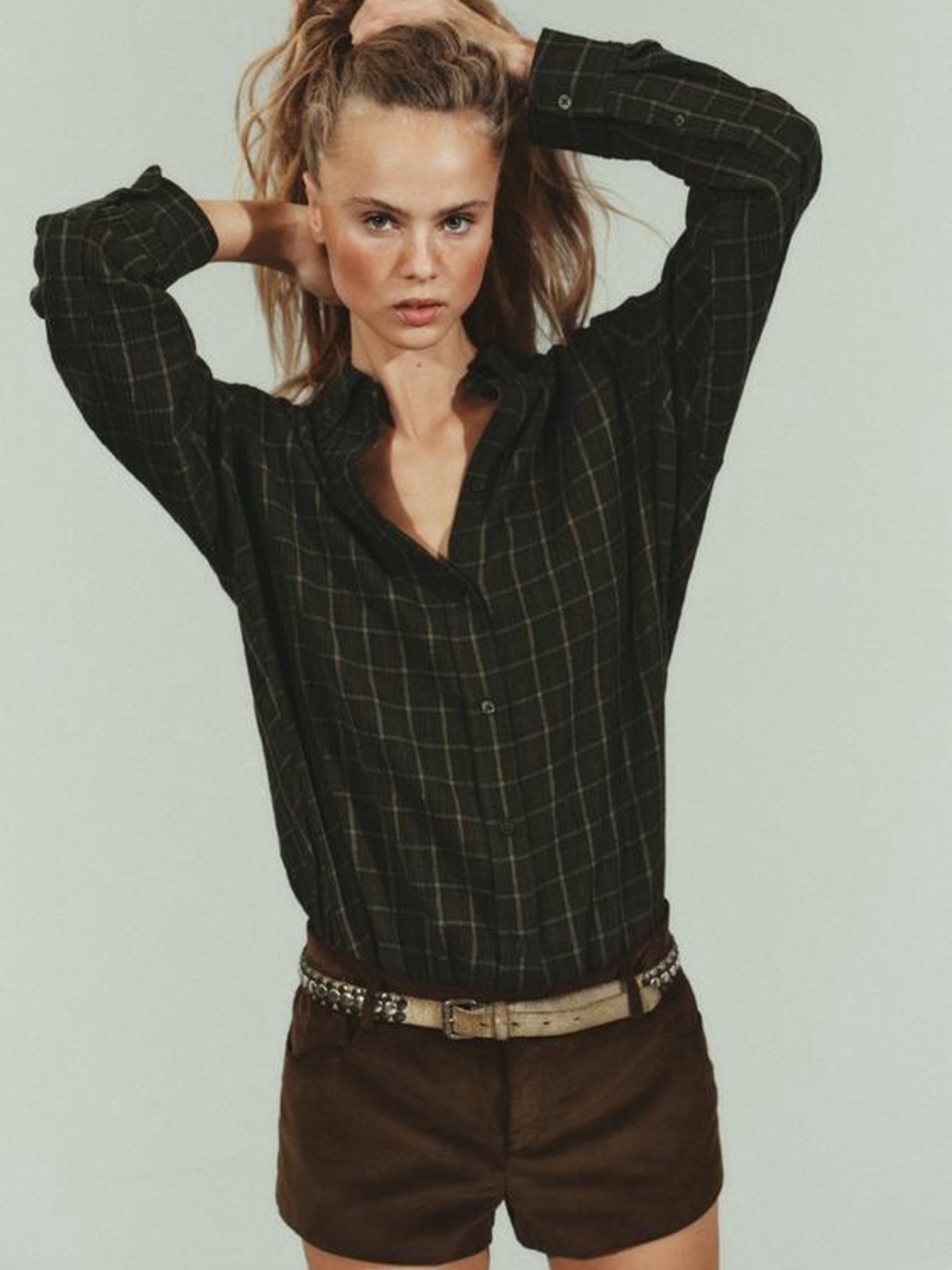ZARA Oversized Plaid Shirt Dark Green USL Like new